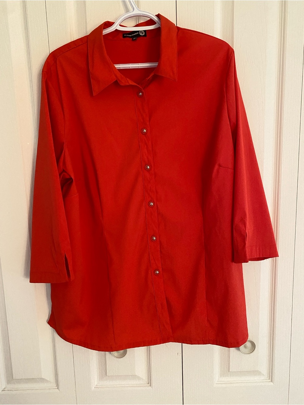 Claire France Vibrant orange Button-Up Collared Blouse